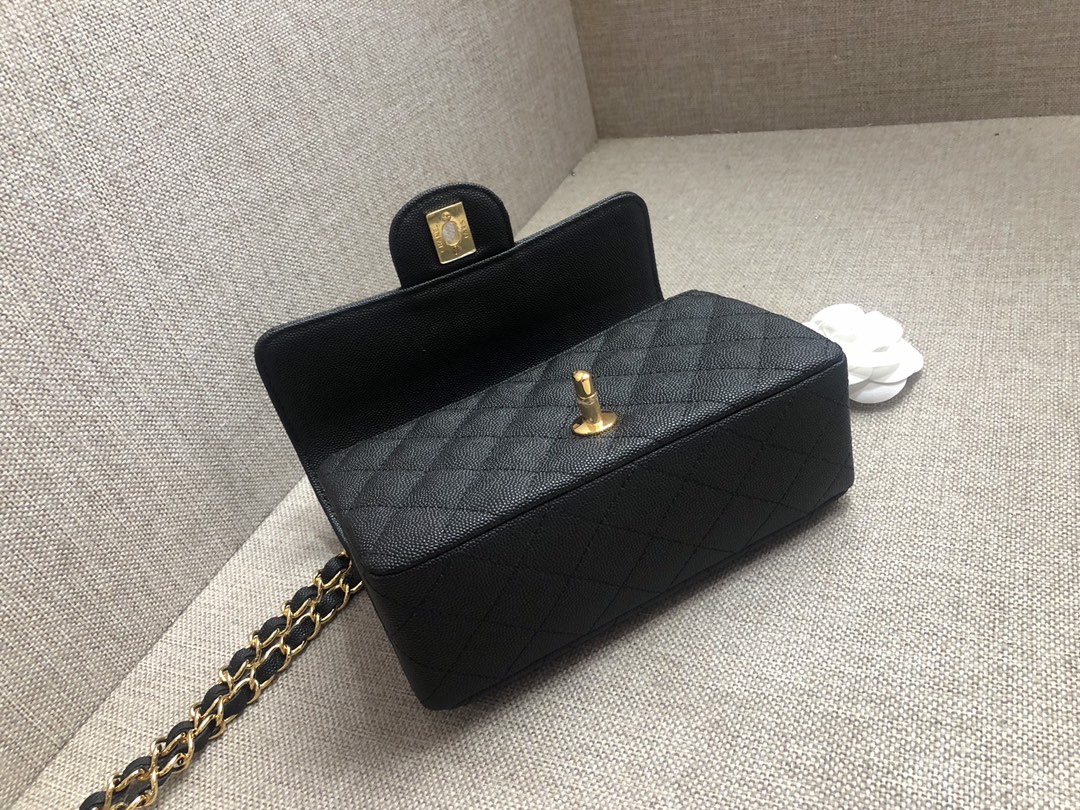 Small Classic Flap Caviar Bag A01116 Black/Gold